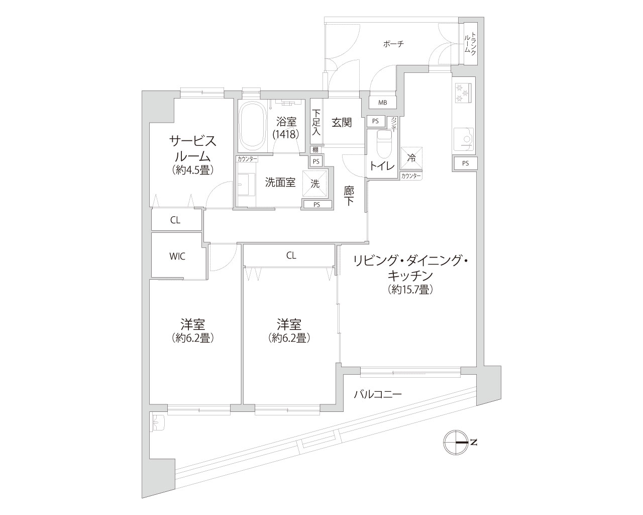 ヴェルビュ鷺沼パークサイド 間取り